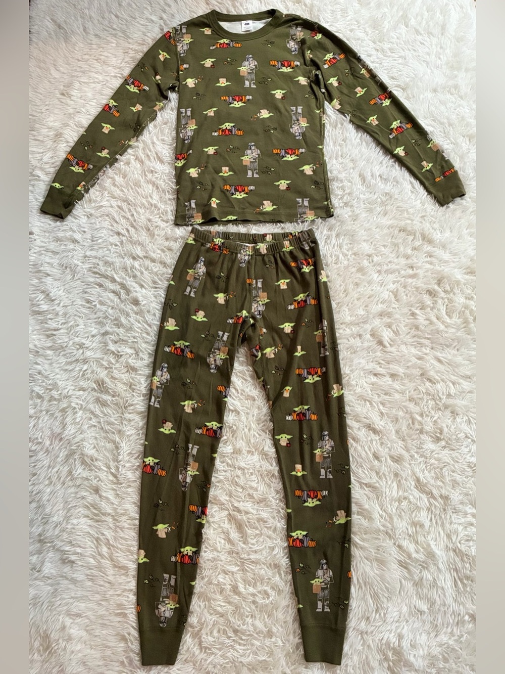 Hanna Andersson Star Wars Grogu Mandalorian Pumpkin Fall Pjs Pajama Set Adult XS